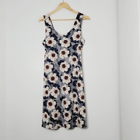 Gitane Dresses & Skirts - Gitane A-Line Skater Dress Daisy Floral Print Sleeveless Scoop Neck Womens Blue